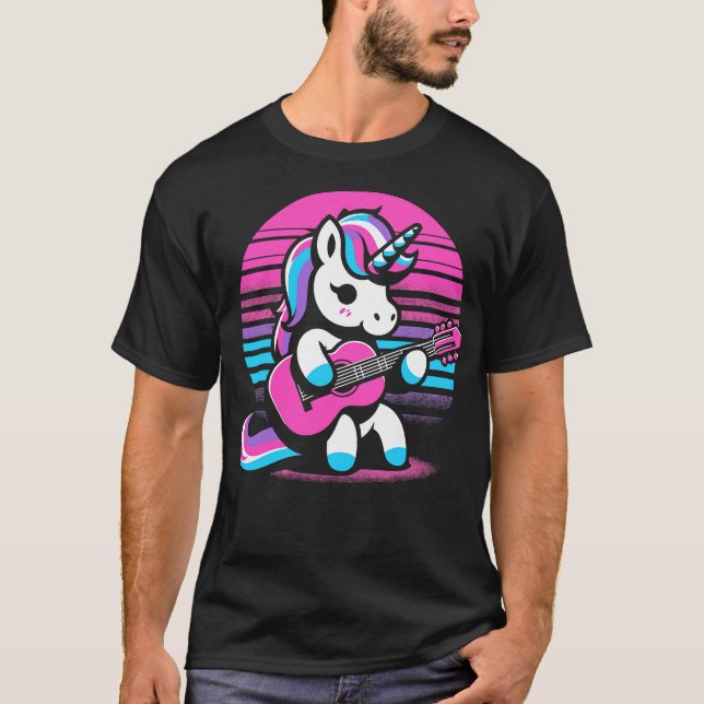 cute unicorn playing guitar T-Shirt (Front)