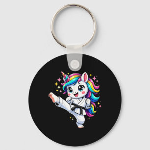Cute Unicorn Playing Karate Taekwondo Unicorn Key Ring