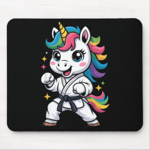 Cute Unicorn Playing Karate Taekwondo Unicorn Mouse Mat
