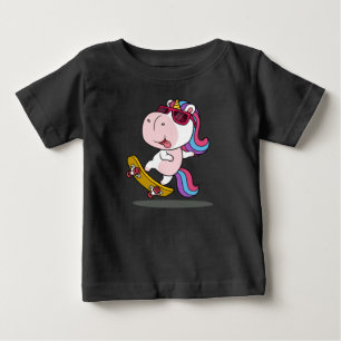 Cute unicorn playing skateboard baby T-Shirt