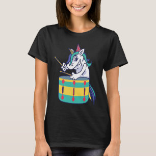 Cute Unicorn Playing Snare Percussion Snare Drumme T-Shirt