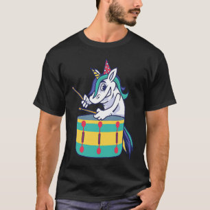 Cute Unicorn Playing Snare Percussion Snare Drumme T-Shirt