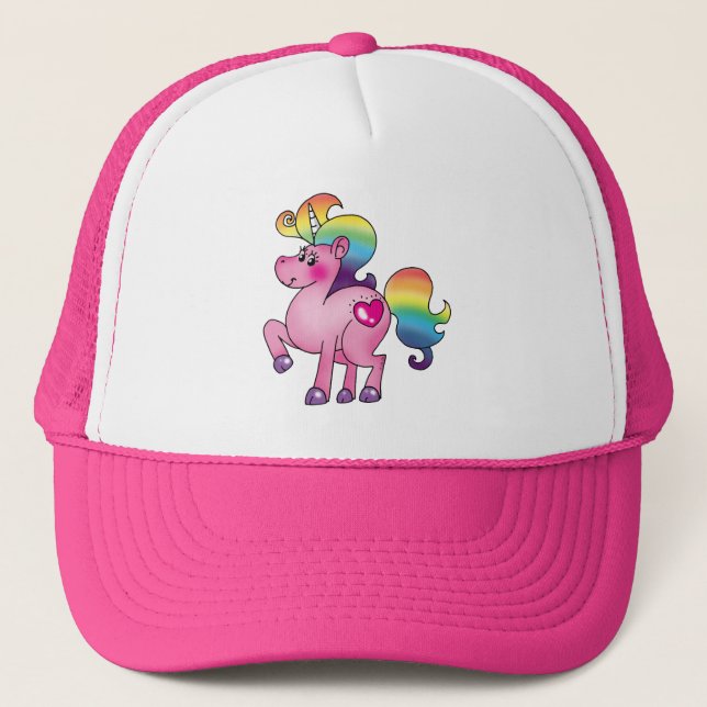 cute unicorn pony trucker hat (Front)