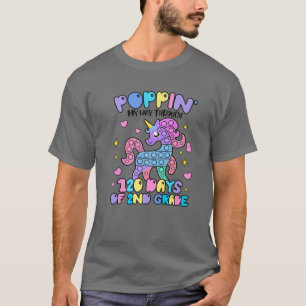 Cute Unicorn Pop It Happy 120 Days Of School 2Nd G T-Shirt