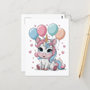 Cute unicorn postcard