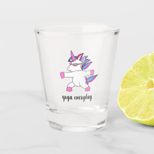 Cute unicorn practicing yoga shot glass