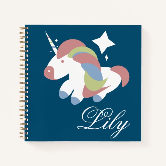 Cute Unicorn Prancing Sparkle Burst Design Notebook (Front)