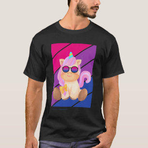 Cute Unicorn Pride Bisexual Flag Lgbtq Proud Ally  T-Shirt