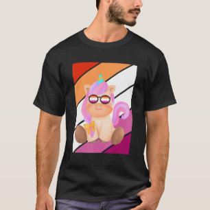 Cute Unicorn Pride Lesbian Flag LGBT Proud Ally Pr T-Shirt