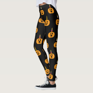 Cute Unicorn Pumpkin Black Funny Halloween Gifts Leggings
