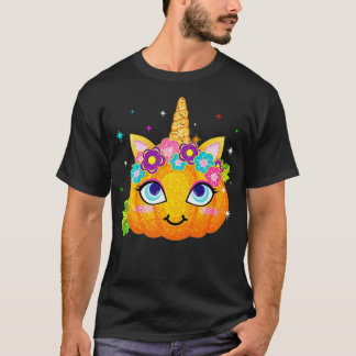 Cute Unicorn Pumpkin Funny Thanksgiving Halloween  T-Shirt