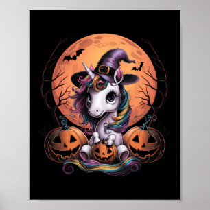 Cute Unicorn Pumpkin Girls Kids Funny Halloween Co Poster