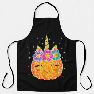 Cute Unicorn Pumpkin Halloween Thanksgiving Apron