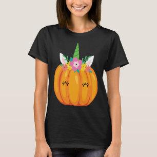 Cute Unicorn Pumpkin Halloween Thanksgiving costum T-Shirt