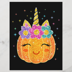Cute Unicorn Pumpkin Halloween Thanksgiving Custom Letterhead