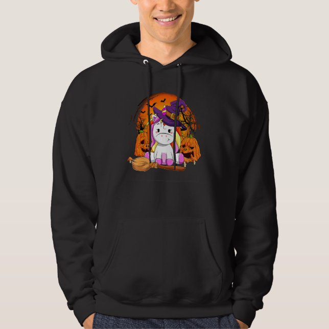 Cute Unicorn Pumpkin Halloween Thanksgiving Hallow Hoodie (Front)