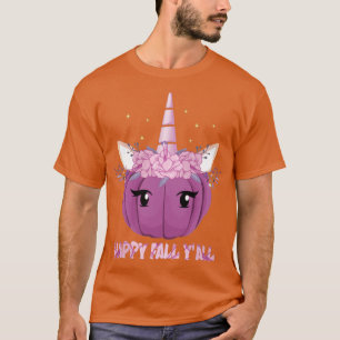 Cute Unicorn Pumpkin Halloween Thanksgiving Happy  T-Shirt