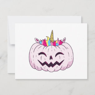 Cute Unicorn Pumpkin Halloween Thanksgiving Holiday Card