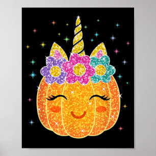 Cute Unicorn Pumpkin Halloween Thanksgiving Poster