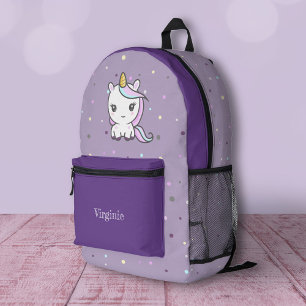Cute Unicorn Purple  Printed Backpack