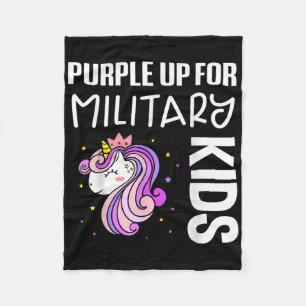 Cute Unicorn Purple Up For Military Kids Military Fleece Blanket