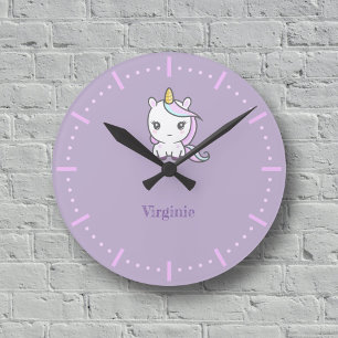 Cute Unicorn Purple Wall Clock