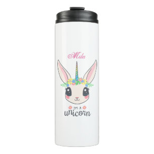 Cute unicorn rabbit thermal tumbler