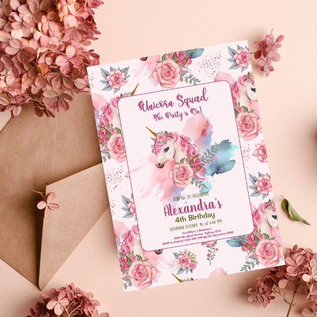 Cute Unicorn Rainbow Birthday Party Invitation (Creator Uploaded)