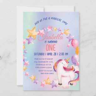 Cute Unicorn Rainbow Birthday Party kids Holiday Card