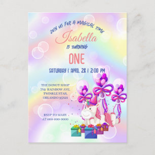 Cute Unicorn Rainbow Birthday Party kids Postcard