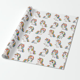 Cute Unicorn Rainbow Birthday Wrap Wrapping Paper