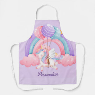 Cute Unicorn Rainbow Colorful Kids Personalized Apron