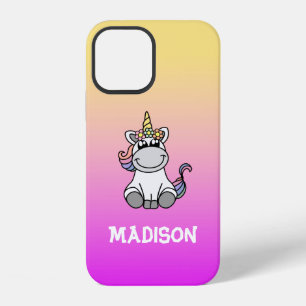 Cute Unicorn Rainbow Colour Gradient Ombre Pink iPhone 12 Case