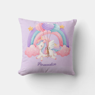 Cute Unicorn Rainbow Colourful Kids Personalised Cushion
