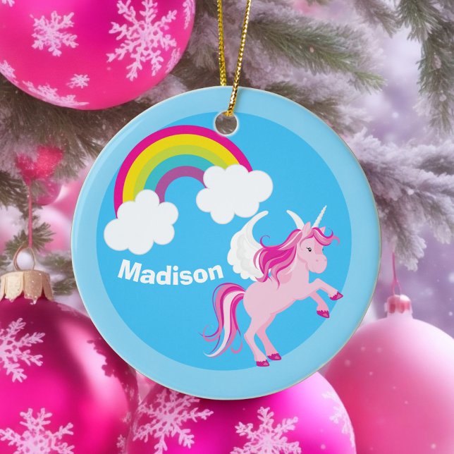 Cute Unicorn Rainbow Custom Ceramic Tree Decoration (Creator Uploaded)