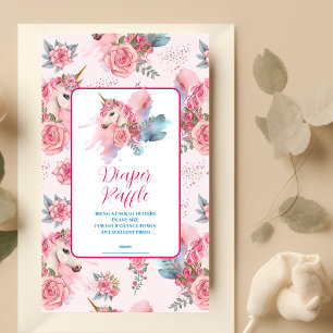 Cute Unicorn Rainbow Diapper Raffle Enclosure Card