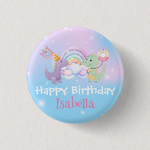 Cute Unicorn Rainbow Dino Doughnut balloon Birthda 3 Cm Round Badge