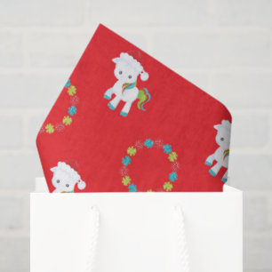 Cute Unicorn Rainbow Floral Christmas Holidays Tissue Paper