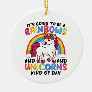 Cute Unicorn Rainbow Funny Ceramic Tree Decoration