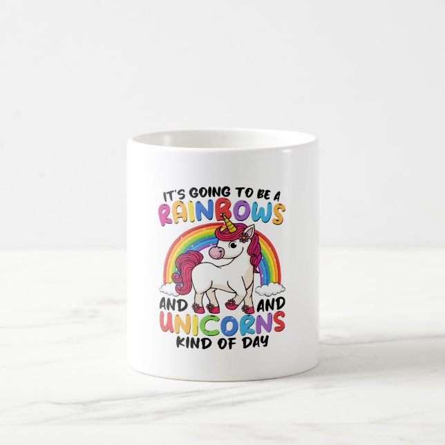 Cute Unicorn Rainbow Funny Coffee Mug (Center)