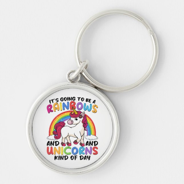 cute unicorn rainbow funny key ring (Front)