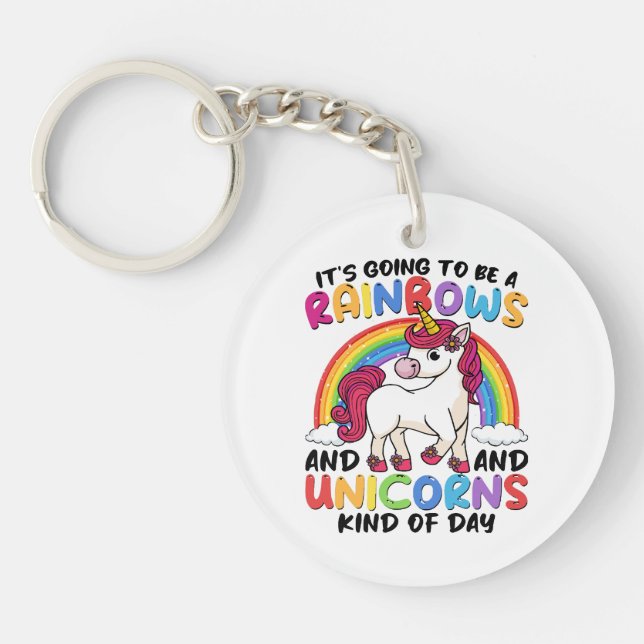 cute unicorn rainbow funny key ring (Front)