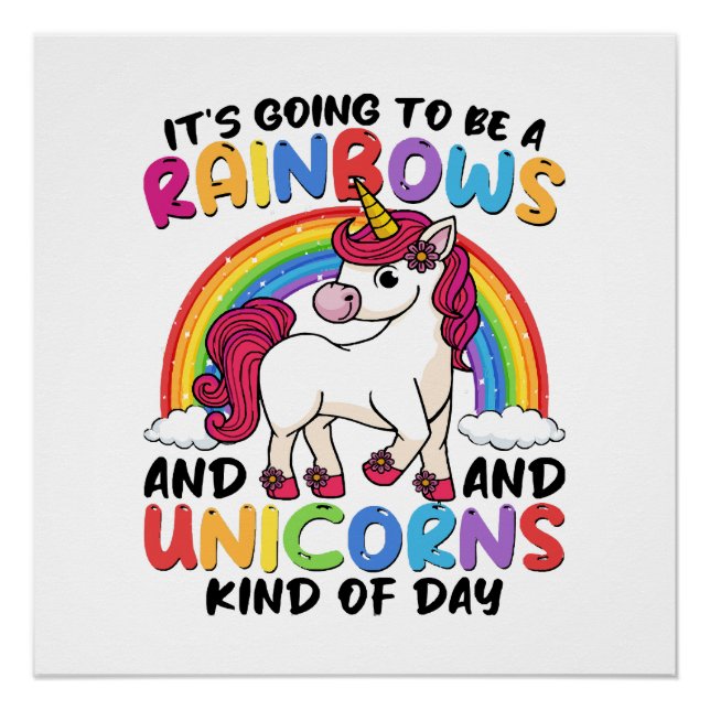 cute unicorn rainbow funny poster (Front)
