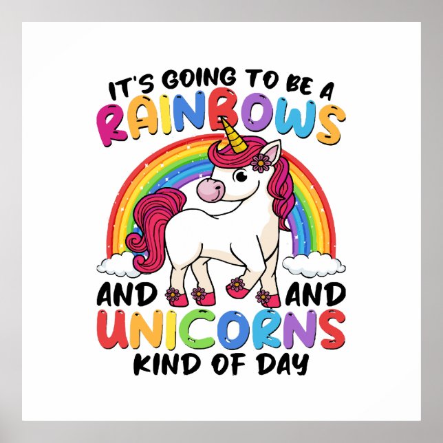 Cute Unicorn Rainbow Funny Poster (Front)