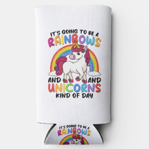 cute unicorn rainbow funny seltzer can cooler