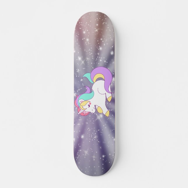 Cute Unicorn,Rainbow,Galaxy Skateboard (Front)