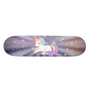 Cute Unicorn,Rainbow,Galaxy Skateboard