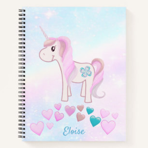 Cute Unicorn Rainbow Girly Pink Notebook