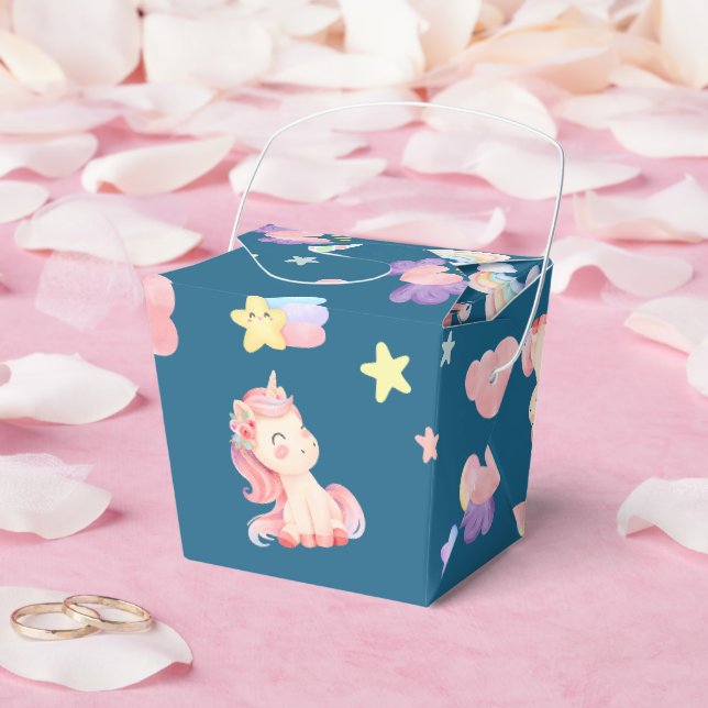Cute Unicorn Rainbow heart balloon star pattern Favour Box (Wedding)