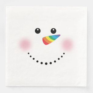 Cute Unicorn Rainbow Horn Nose Snowman Napkin
